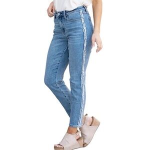 Judy Blue High Waist Slim Fit Fringe Side Jeans Light Wash Size 3/26
